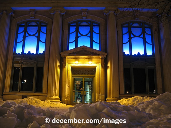 Milwaukee County Historical Society Winter Night Entrance